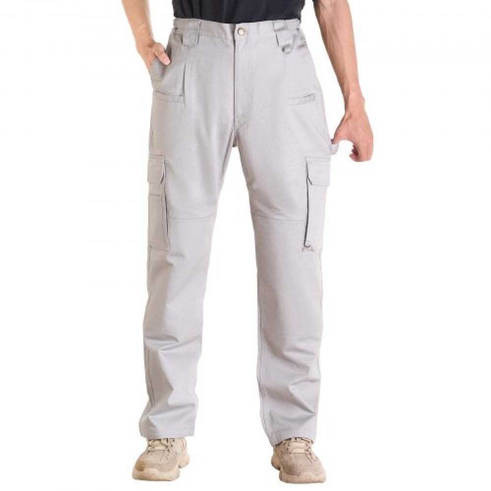 VEVOR FR Pants for Men Flame-Resistant Cargo Pants Multi-Pockets M Size Gray