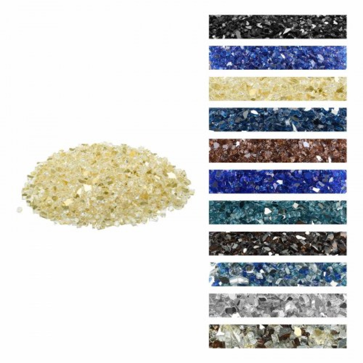 VEVOR Fire Glass, 10 LBS / 4,5 KG Βράχοι τζακιού ανθεκτικοί σε υψηλές θερμοκρασίες, 1/2 ίντσας / 12,7 mm ανακλαστικός & άκαπνος γυάλινος βράχος, πέτρα υψηλής λάμψης εξωραϊσμού για τραπέζι πυρκαγιάς, χρυσός