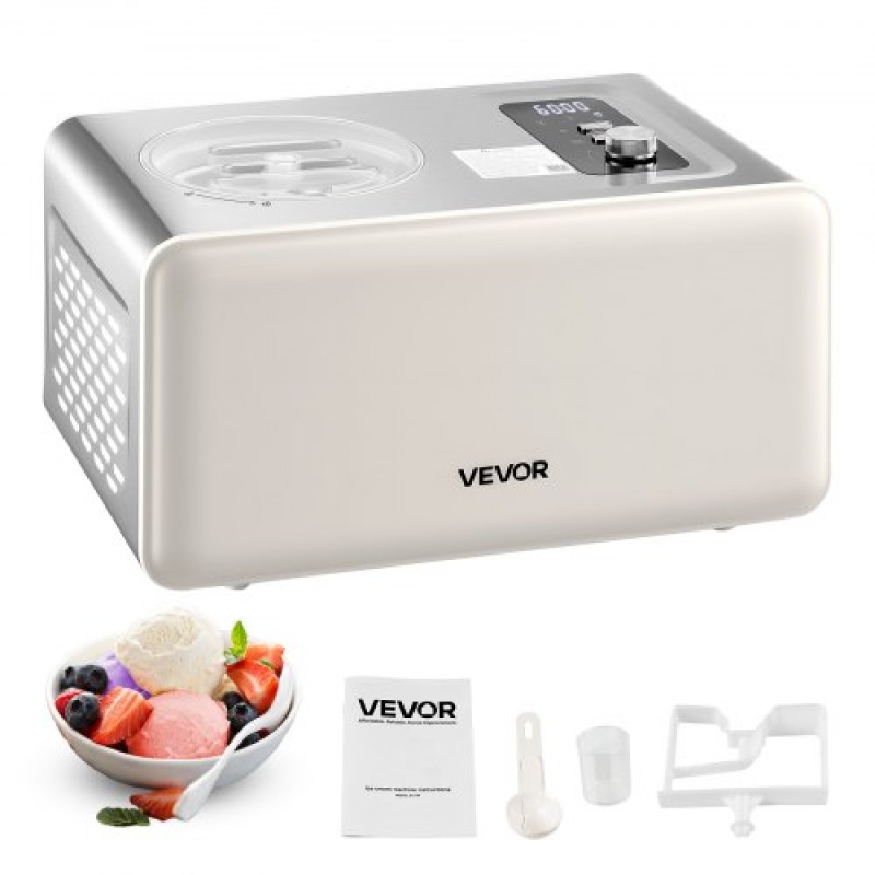 VEVOR 2 Quart Automatic Ice Cream Maker with Built-in Compressor No Pre-freezing