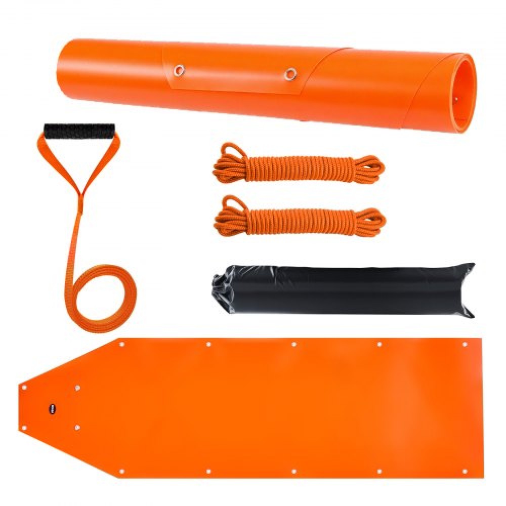 VEVOR Deer Drag Sled, 185 x 58 cm, 250 kg Heavy Duty Yard Utility Sled, Ανθεκτικό στο σχίσιμο PE Drag Glider Mat με σχοινιά & λαβή, Thickened Game Hauler για Καυσόξυλα Ψάρεμα στον Πάγο Κυνήγι
