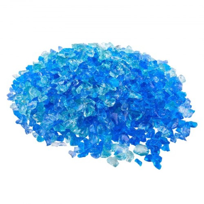 VEVOR Fire Glass, 10 LBS / 4,5 KG Τζάκι Rocks, 3/4-Inch / 19,05 mm Reflective Firepit Glass Rock, High Luster Stone Landscaping for Fire Pit Table, Aqua Blue + Caribbean Blue + Aqua Green