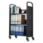 Καρότσι βιβλίων VEVOR Rolling Library, Χωρητικότητα 150 kg, 77 x 38 x 122 cm Καρότσι βιβλιοθήκης, Ράφια σε σχήμα L μονής όψης με τροχούς που κλειδώνουν 76,2 mm, φορτηγό βιβλίων για ράφια σπιτιού γραφείου και σχολείου, Μαύρο