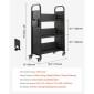 Καρότσι βιβλίων VEVOR Rolling Library, Χωρητικότητα 150 kg, 77 x 38 x 122 cm Καρότσι βιβλιοθήκης, Ράφια σε σχήμα L μονής όψης με τροχούς που κλειδώνουν 76,2 mm, φορτηγό βιβλίων για ράφια σπιτιού γραφείου και σχολείου, Μαύρο