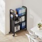 Καρότσι βιβλίων VEVOR Rolling Library, Χωρητικότητα 150 kg, 77 x 38 x 122 cm Καρότσι βιβλιοθήκης, Ράφια σε σχήμα L μονής όψης με τροχούς που κλειδώνουν 76,2 mm, φορτηγό βιβλίων για ράφια σπιτιού γραφείου και σχολείου, Μαύρο