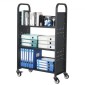 Καρότσι βιβλίων VEVOR Rolling Library, Χωρητικότητα 150 kg, 77 x 38 x 122 cm Καρότσι βιβλιοθήκης, Ράφια σε σχήμα L μονής όψης με τροχούς που κλειδώνουν 76,2 mm, φορτηγό βιβλίων για ράφια σπιτιού γραφείου και σχολείου, Μαύρο