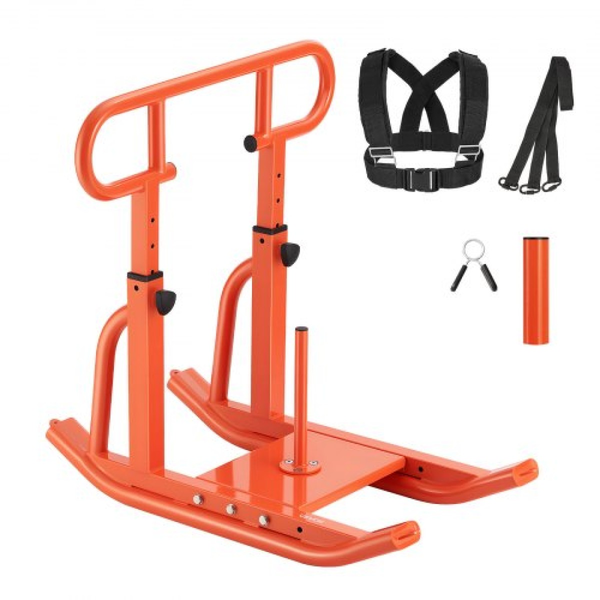 VEVOR Weight Sled, Steel Power Sled, Fitness Training Sleds for Athletic Exercise Improvement Speed, Εξοπλισμός προπόνησης με ρυθμιζόμενη λαβή ύψους, συμβατό με πλάκες βάρους 25/51 mm, πορτοκαλί