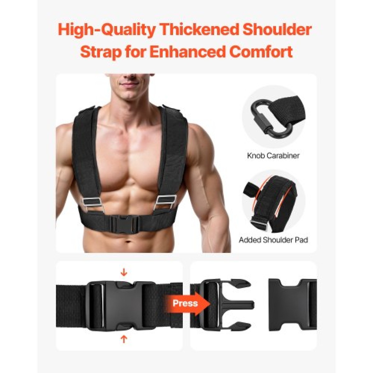 VEVOR Weight Sled, Steel Power Sled, Fitness Training Sleds for Athletic Exercise Improvement Speed, Εξοπλισμός προπόνησης με ρυθμιζόμενη λαβή ύψους, συμβατό με πλάκες βάρους 25/51 mm, πορτοκαλί