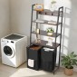 VEVOR 4 Tiers Laundry Sorter, Tall Laundry Hamper με ράφια και γάντζους, 2 τμημάτων Freestanding Basket Organizer Storage με υφασμάτινες τσάντες Oxford 600D και ράφια σκάλας για βρώμικα ρούχα, μπάνιο