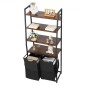 VEVOR 4 Tiers Laundry Sorter, Tall Laundry Hamper με ράφια και γάντζους, 2 τμημάτων Freestanding Basket Organizer Storage με υφασμάτινες τσάντες Oxford 600D και ράφια σκάλας για βρώμικα ρούχα, μπάνιο