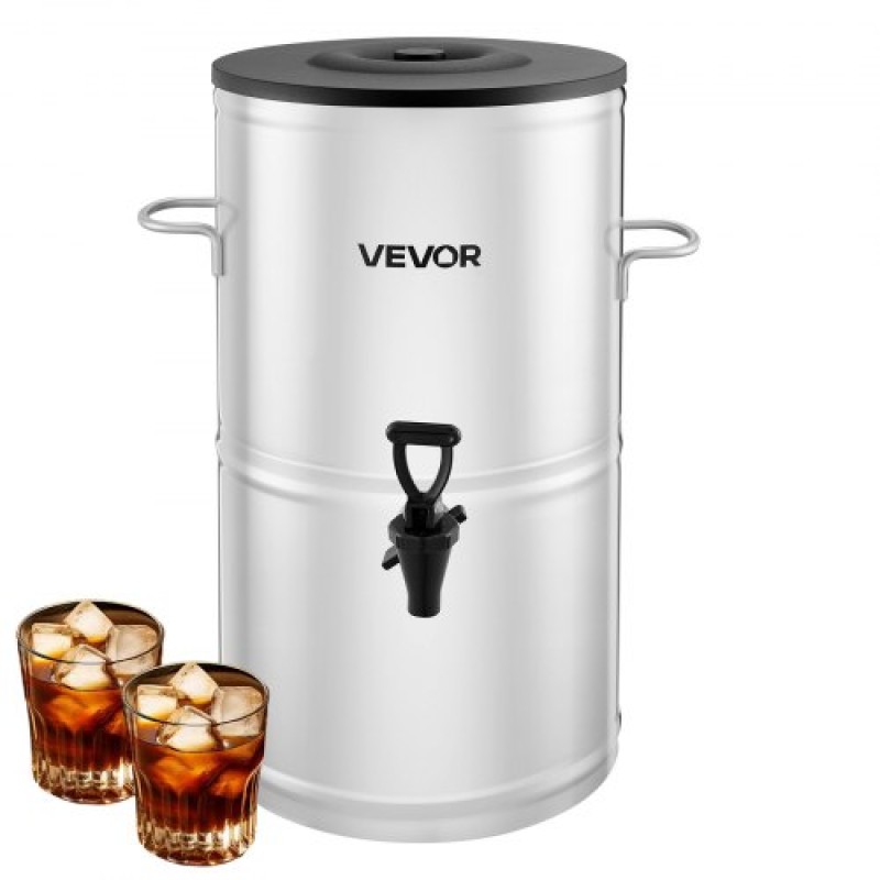 VEVOR Ice Tea Dispenser 4 Gal/15L for Iced Tea Juice Coffee 304 Stainless Steel