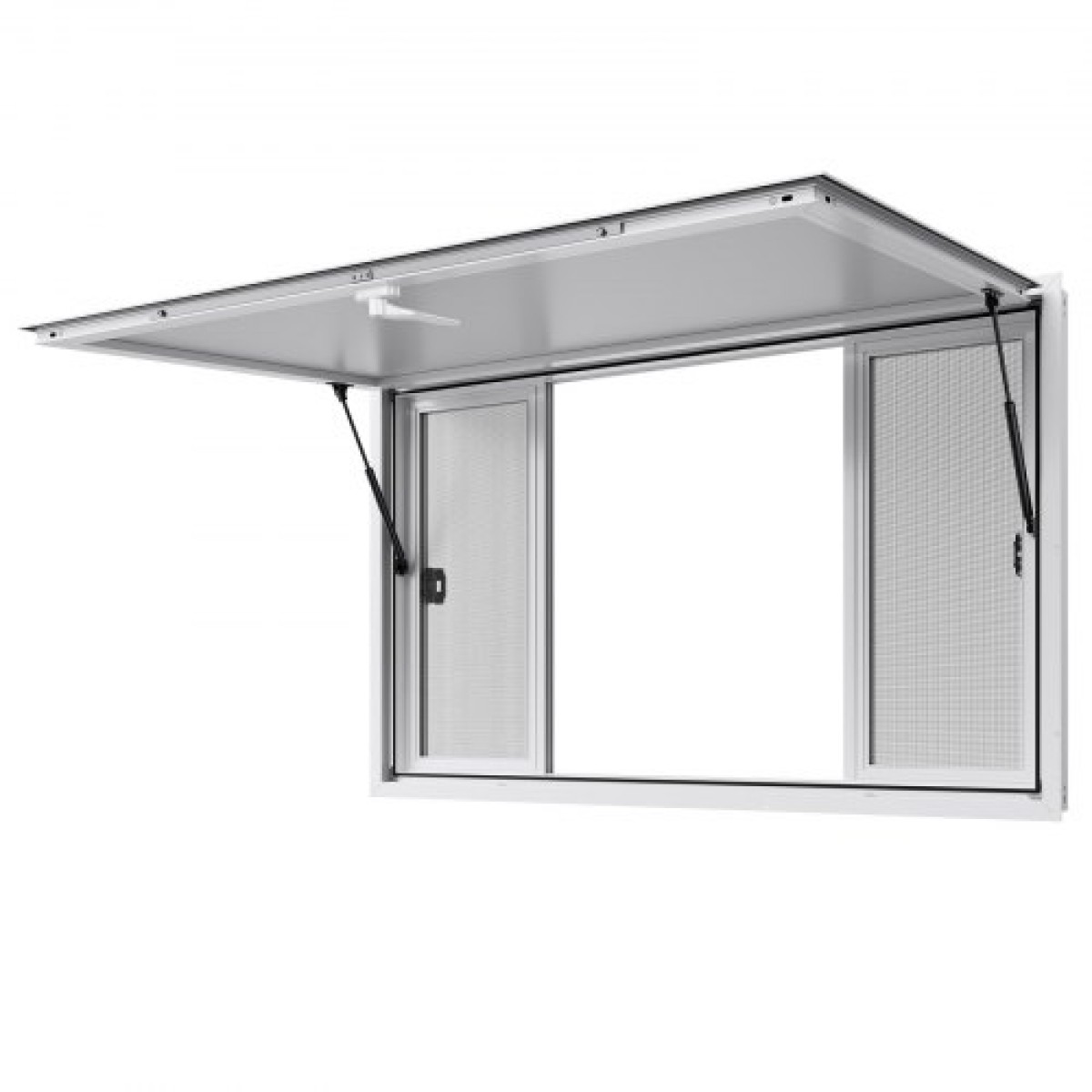 Παράθυρο παραχώρησης VEVOR 152x92 cm, Παράθυρο σέρβις από κράμα αλουμινίου για φορτηγό τροφίμων, παράθυρο σερβιρίσματος έως και 85 μοιρών με 4 συρόμενα παράθυρα, τέντα πόρτα και γάντζο, για ρυμουλκούμενα παραχώρησης