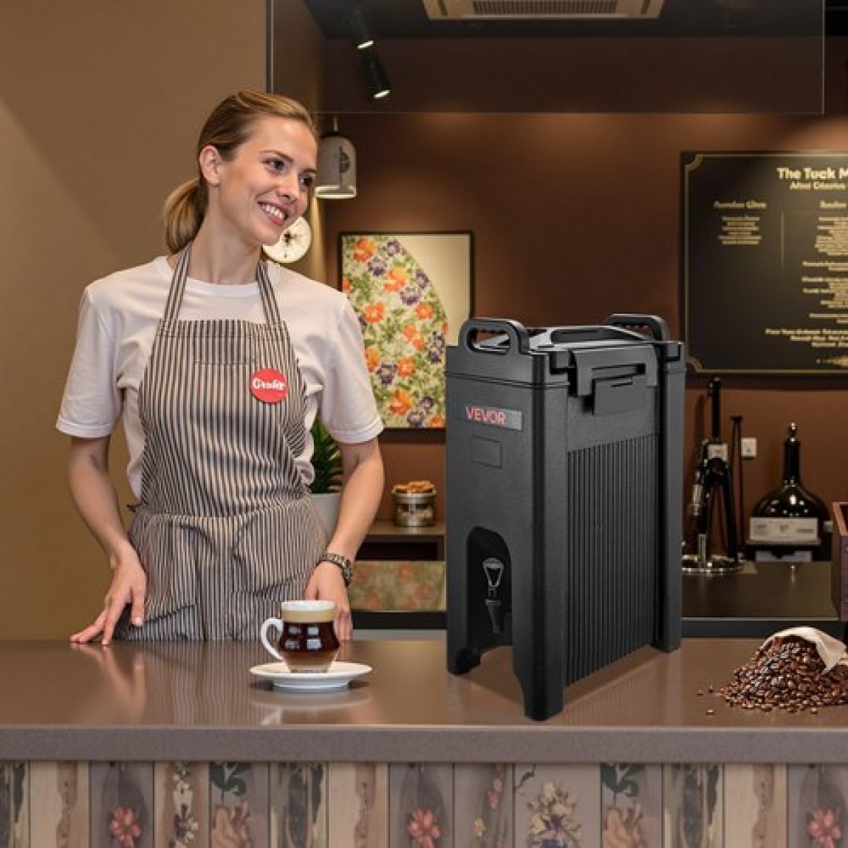 VEVOR Insulated Beverage Dispenser, 5 Gal/19L Server για ζεστά και κρύα ποτά με Spigot & Handle, Food-Grade Thermal Drink Dispenser Cooler for Tea Coffee Water in Cafes & Restaurants, 2 Pack, Black