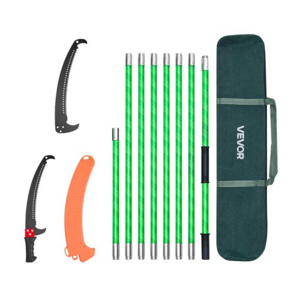VEVOR Manual Pole Saw Extendable Pole Tree Pruner 118-809.3 cm 65Mn Steel Blade