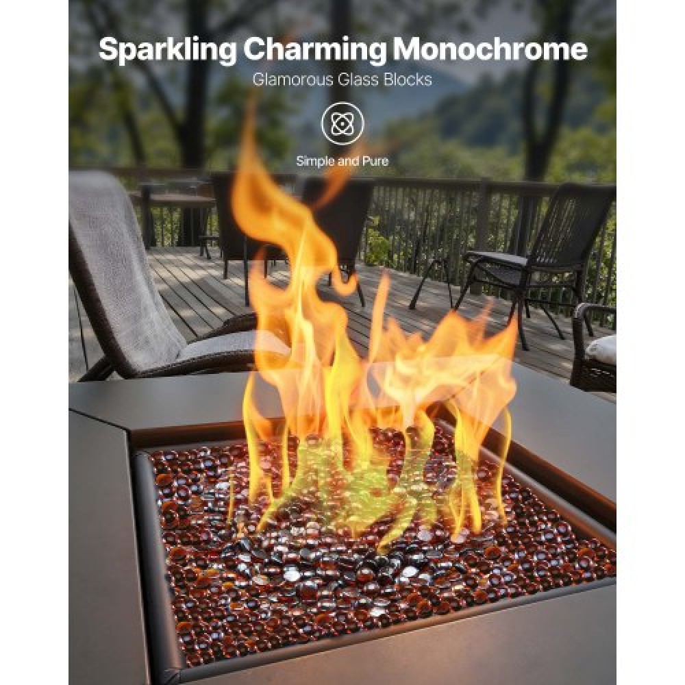 VEVOR Fire Glass, 10LBS / 4,5KG Βράχοι τζακιού ανθεκτικοί σε υψηλές θερμοκρασίες, 3/4 ίντσες / 19,05 mm αντανακλαστικές και άκαπνες γυάλινες χάντρες, πέτρινο τοπίο υψηλής λάμψης για τραπέζι πυρκαγιάς, πλούσιο πορτοκαλί