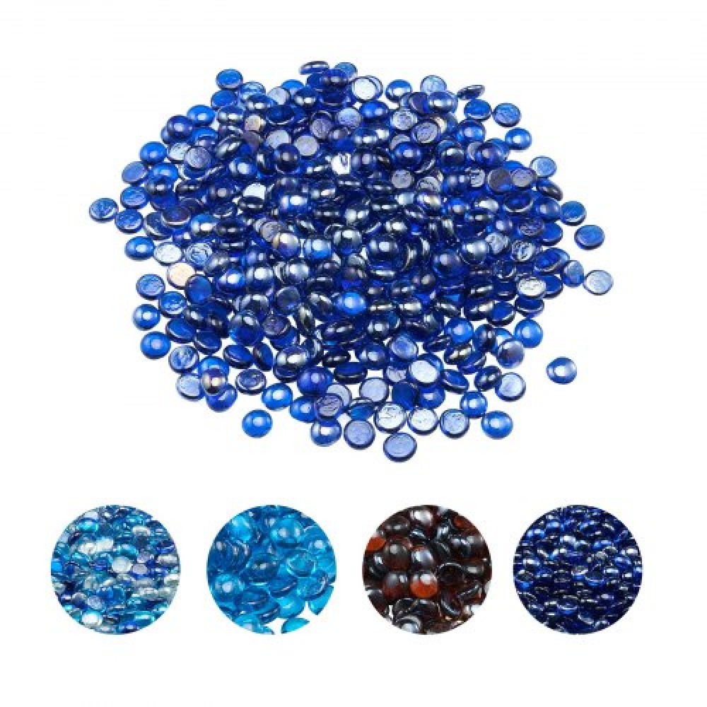 VEVOR Fire Glass, 20LBS / 9KG Βράχοι τζακιού ανθεκτικοί σε υψηλές θερμοκρασίες, 3/4 ίντσες / 19,05 mm αντανακλαστικές και άκαπνες γυάλινες χάντρες Firepit, πέτρινο τοπίο υψηλής λάμψης για τραπέζι πυρκαγιάς, μπλε κοβαλτίου