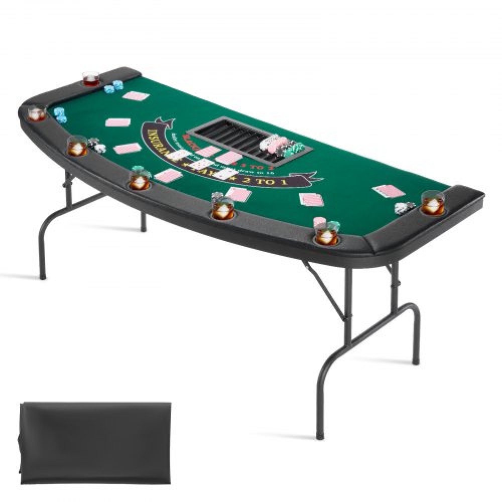 VEVOR 1828.8 mm Folding Poker Table Foldable 7 Player Casino Texas Holdem Table