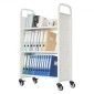 Καρότσι βιβλίων VEVOR Rolling Library, Χωρητικότητα 150 kg, 77 x 38 x 122 cm Καρότσι βιβλιοθήκης, Ράφια μονής όψης σε σχήμα V με ρόδες 76,2 mm που κλειδώνουν, φορτηγό βιβλίων για ράφια σπιτιού γραφείου και σχολείου, Λευκό