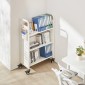 Καρότσι βιβλίων VEVOR Rolling Library, Χωρητικότητα 150 kg, 77 x 38 x 122 cm Καρότσι βιβλιοθήκης, Ράφια μονής όψης σε σχήμα V με ρόδες 76,2 mm που κλειδώνουν, φορτηγό βιβλίων για ράφια σπιτιού γραφείου και σχολείου, Λευκό