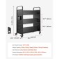 Καρότσι βιβλίων VEVOR Rolling Library, Χωρητικότητα 150 kg, 97 x 51,5 x 122,5 cm Καρότσι βιβλιοθήκης, Ράφια διπλής όψης σε σχήμα W με 76,2 mm που κλειδώνουν τροχούς, φορτηγό βιβλίων για ράφια σπιτιού γραφείου και σχολείου, μαύρο