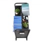 Καρότσι βιβλίων VEVOR Rolling Library, Χωρητικότητα 150 kg, 97 x 51,5 x 122,5 cm Καρότσι βιβλιοθήκης, Ράφια διπλής όψης σε σχήμα W με 76,2 mm που κλειδώνουν τροχούς, φορτηγό βιβλίων για ράφια σπιτιού γραφείου και σχολείου, μαύρο