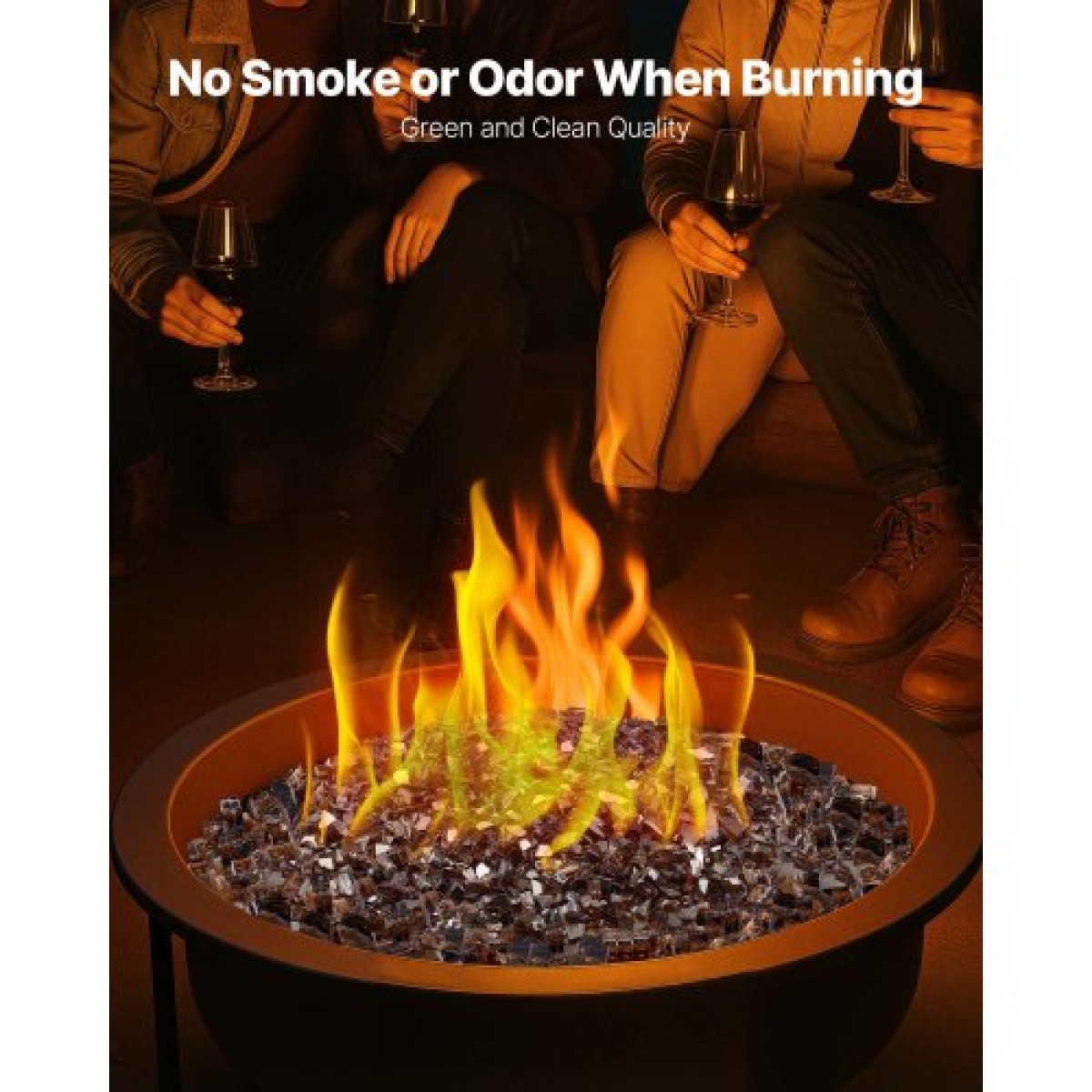 VEVOR Fire Glass, 20 LBS / 9,0 KG Βράχοι τζακιού ανθεκτικοί σε υψηλές θερμοκρασίες, 1/2 ίντσας / 12,7 mm Ανακλαστικός και χωρίς καπνό Firepit Glass Rock, High Luster Stone Landscaping for Fire Pit Table, Copper