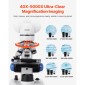 VEVOR Trinocular Microscope for Adult, Professional Compound Microscope Kit με μεγέθυνση 40-5000X, Σώμα από κράμα αλουμινίου, Περιλαμβάνει φως LED και βάση τηλεφώνου, για εργαστήριο, σχολείο, σπίτι, εκπαίδευση