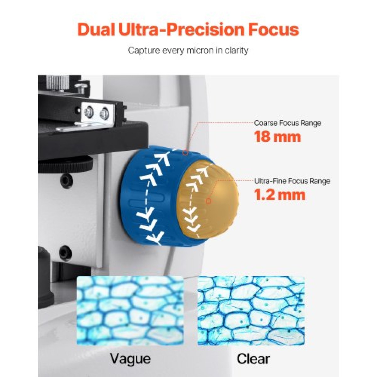 VEVOR Trinocular Microscope for Adult, Professional Compound Microscope Kit με μεγέθυνση 40-5000X, Σώμα από κράμα αλουμινίου, Περιλαμβάνει φως LED και βάση τηλεφώνου, για εργαστήριο, σχολείο, σπίτι, εκπαίδευση