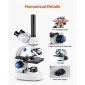 VEVOR Trinocular Microscope for Adult, Professional Compound Microscope Kit με μεγέθυνση 40-5000X, Σώμα από κράμα αλουμινίου, Περιλαμβάνει φως LED και βάση τηλεφώνου, για εργαστήριο, σχολείο, σπίτι, εκπαίδευση