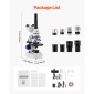 VEVOR Trinocular Microscope for Adult, Professional Compound Microscope Kit με μεγέθυνση 40-5000X, Σώμα από κράμα αλουμινίου, Περιλαμβάνει φως LED και βάση τηλεφώνου, για εργαστήριο, σχολείο, σπίτι, εκπαίδευση