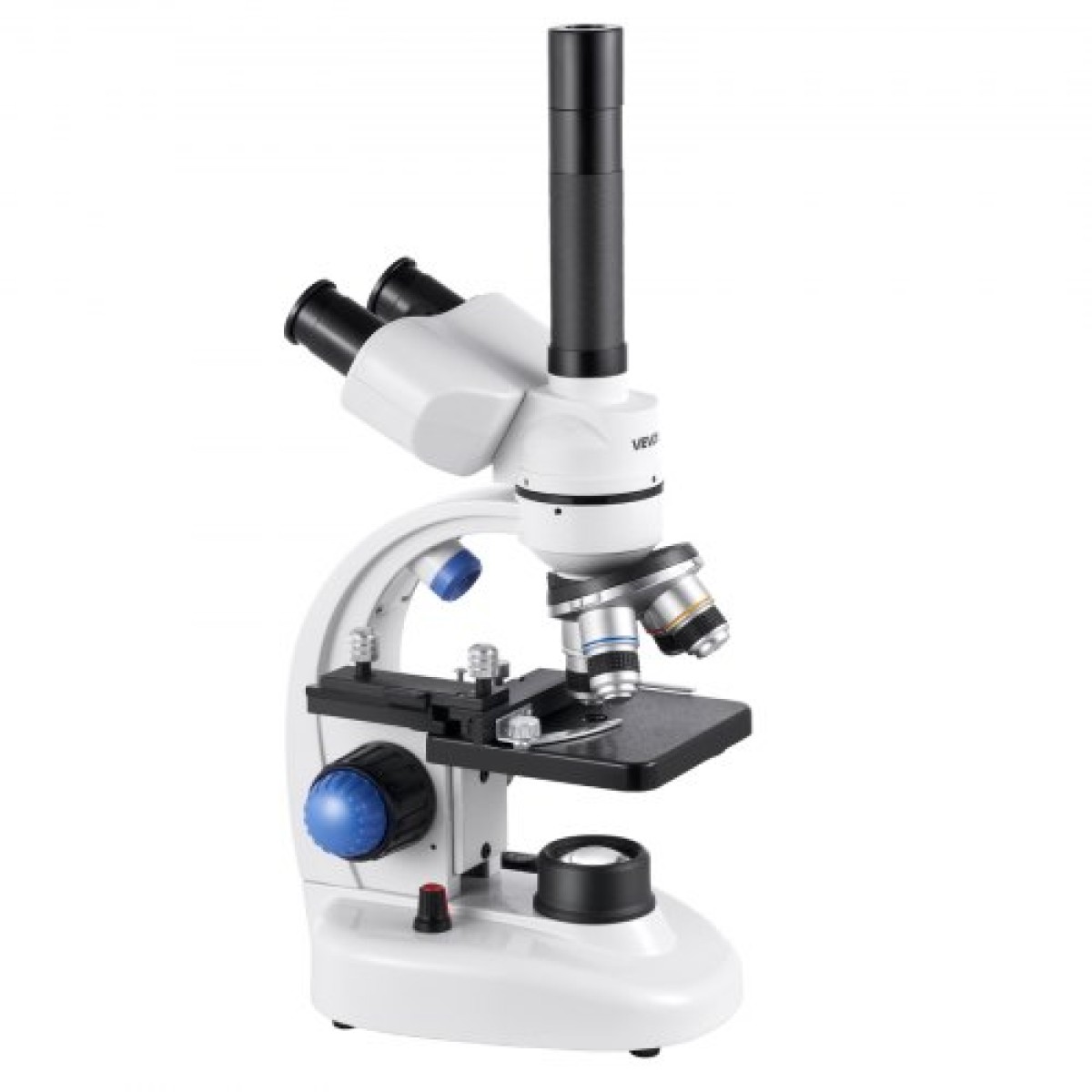 VEVOR Trinocular Microscope for Adult, Professional Compound Microscope Kit με μεγέθυνση 40-5000X, Σώμα από κράμα αλουμινίου, Περιλαμβάνει φως LED και βάση τηλεφώνου, για εργαστήριο, σχολείο, σπίτι, εκπαίδευση