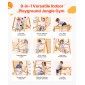 VEVOR Εσωτερική παιδική χαρά Jungle Gym, 9-σε-1 Montessori Climbing Toys for νήπια, 113 KG Ξύλινο Playground Playground με Monkey Bar, κούνιες, τσουλήθρα, σχοινί / ξύλινη σκάλα, δίχτυ αναρρίχησης, μπαρ & βράχος