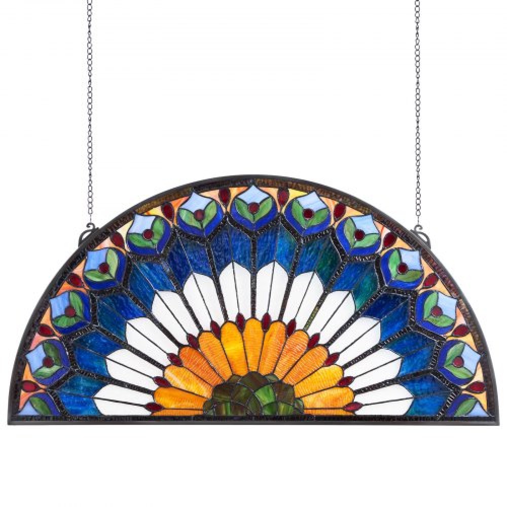 VEVOR Stained Glass Tiffany Style Hanging Window Panel with Chain 36 x 18 Inches