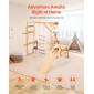 VEVOR Εσωτερική Παιδική Χαρά Jungle Gym, 8 σε 1 Ξύλινη Εσωτερική Παιδική Χαρά Playset, 100 KG Loading Montessori Climbing Toys with Swing, Slide, Monkey Bar, Gym Rings, Ξύλινη / Σχοινιά Σκάλα, Δίχτυ & Μπαρ αναρρίχησης