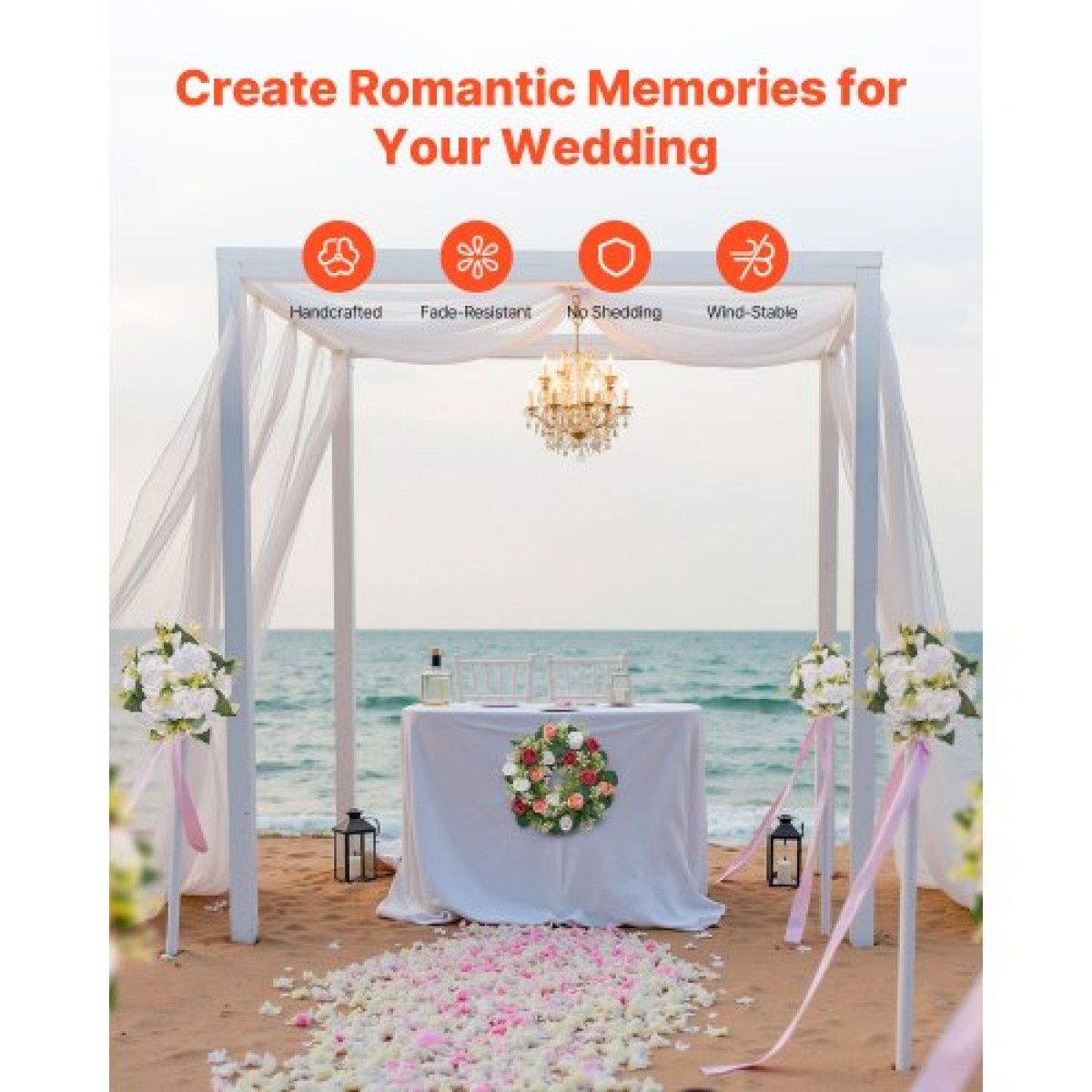 VEVOR Τεχνητό στεφάνι από τριαντάφυλλο, διαμέτρου 340 χλστ. στεφάνι από ψεύτικο λουλούδι με ροζ και λευκά τριαντάφυλλα, Κεντρική σύνθεση λουλουδιών για τον Άγιο Βαλεντίνο, τη γιορτή της μητέρας, το πάρτι, τον γάμο και τη διακόσμηση τραπεζιού σπιτιού, 10 Τ