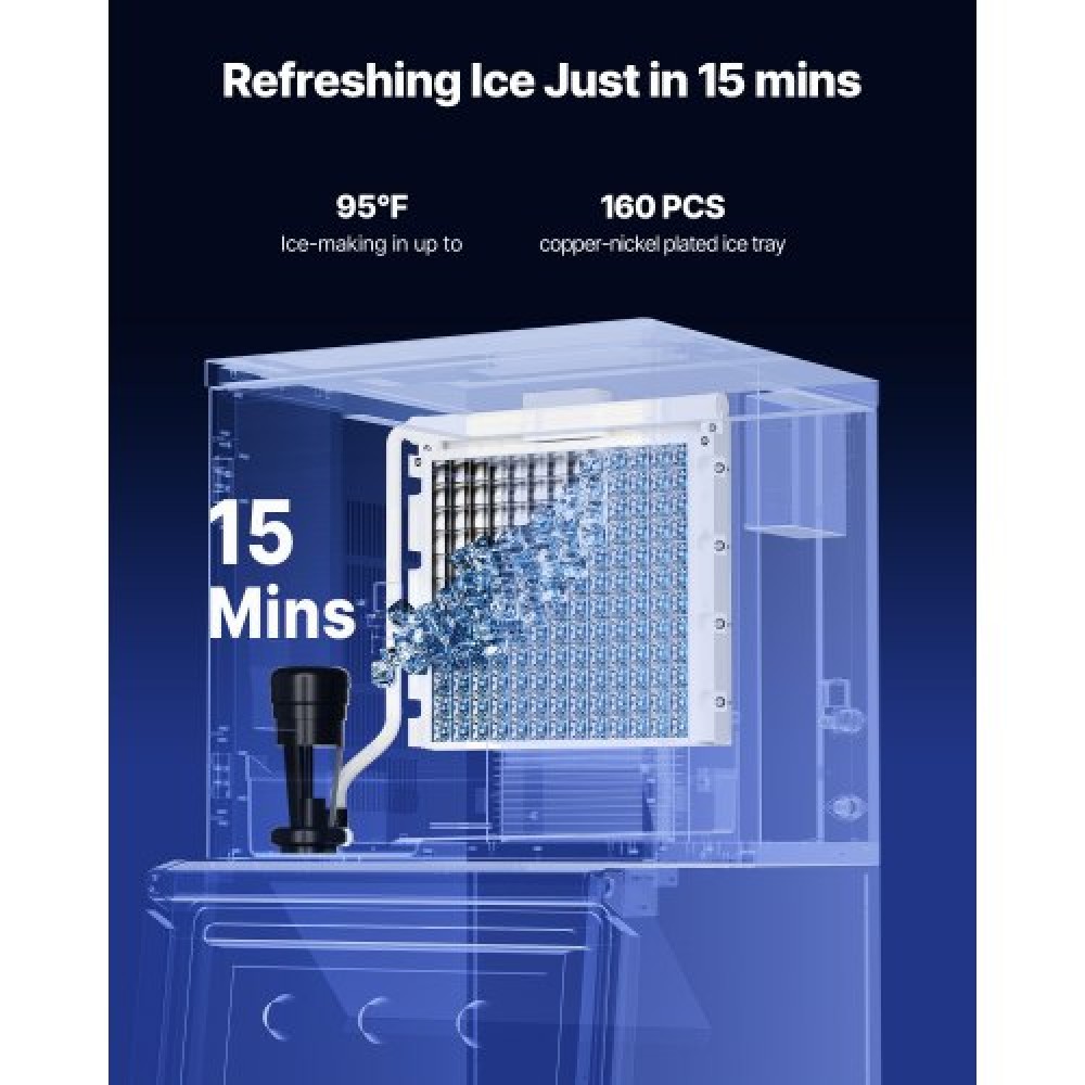 VEVOR Commercial Ice Maker 400LBS/24H with 300LBS Storage Bin Auto Self-Cleaning