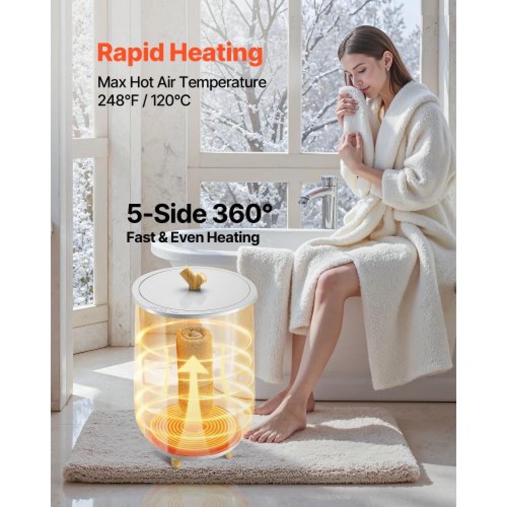 VEVOR 20L Towel Warmer Bucket with LED Light Timer and Temperature Setting Gray