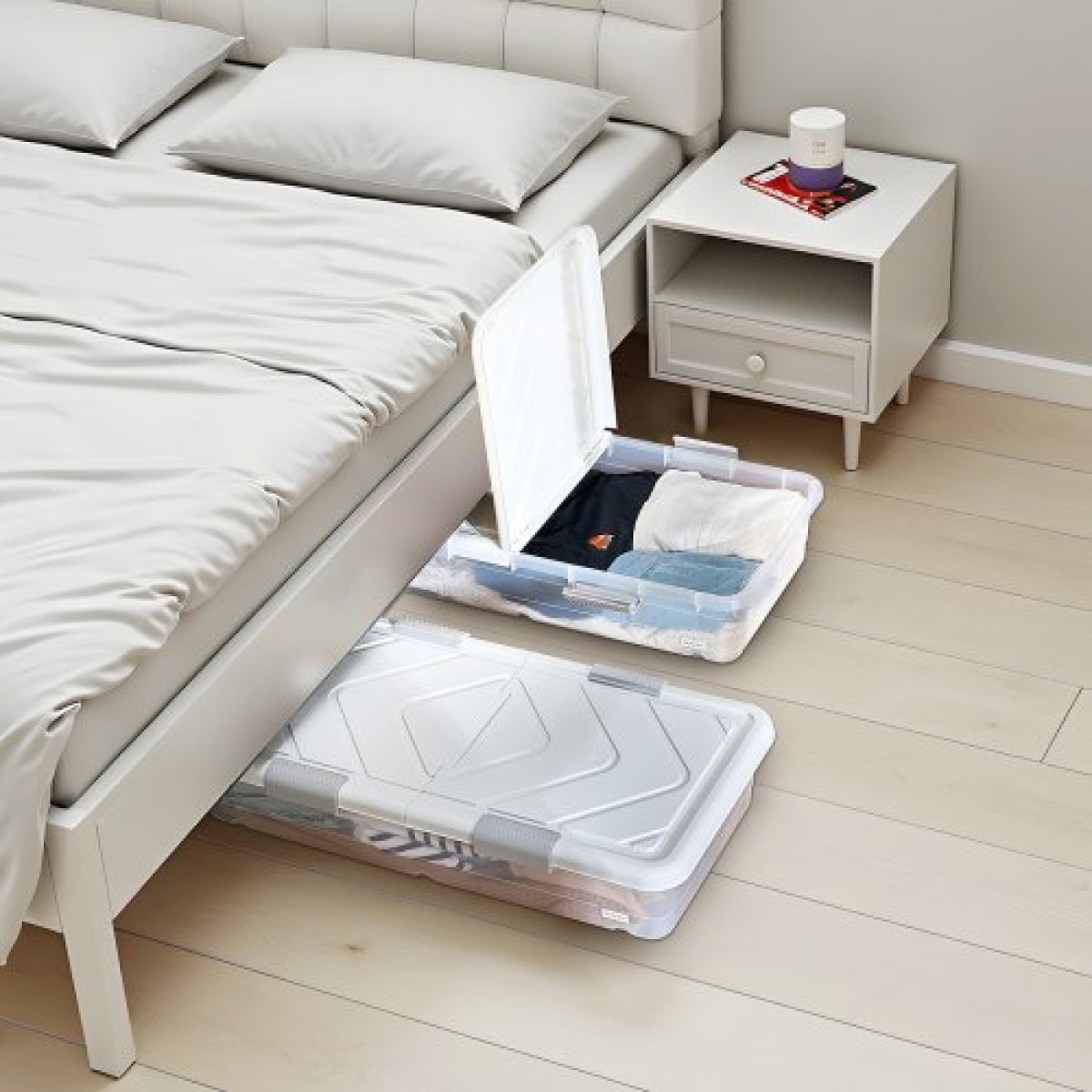 VEVOR Under Bed Storage με ρόδες, 1010 x 510 x 150 mm δοχεία κάτω από το κρεβάτι, θήκη για παπούτσια κάτω από το κρεβάτι με καπάκι και γκρι μάνδαλο, κυλιόμενοι κάδοι αποθήκευσης κάτω από το κρεβάτι για κουβέρτες για ρούχα και παπούτσια, 2 πακέτο