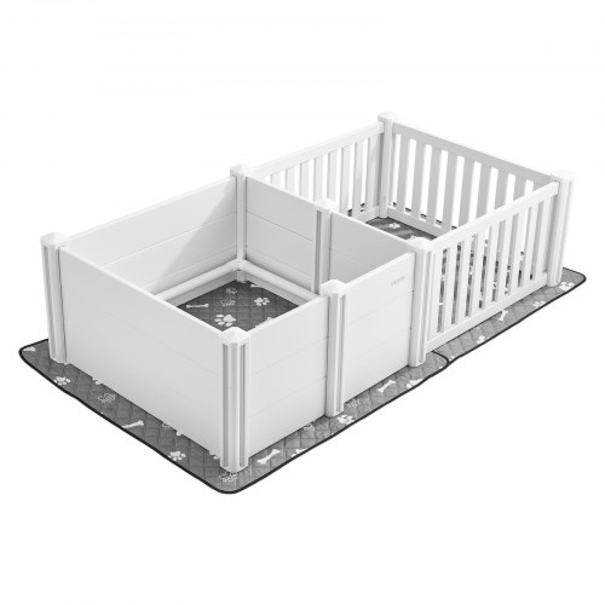 VEVOR Dog Whelping Box, 1,86x0,97x0,5 m, Πλαστικό στυλό για σκύλους με ρυθμιζόμενο ύψος πόρτας, παρκοκρέβατο κουταβιών με αδιάβροχο μαξιλάρι κατούρησης, εύκολο στο καθάρισμα, ανθεκτικό σετ γέννησης κατοικίδιων εσωτερικού χώρου για σκύλους μεσαίου μεγέθους