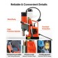 VEVOR Magnetic Drill Press, 1350 W, 50 mm Boring Diameter, Power Portable Mag Drill Press 12500N, 0–800 RPM Ρυθμιζόμενη ταχύτητα, με στέλεχος Weldon, για μεταλλική επιφάνεια, βιομηχανική και οικιακή βελτίωση