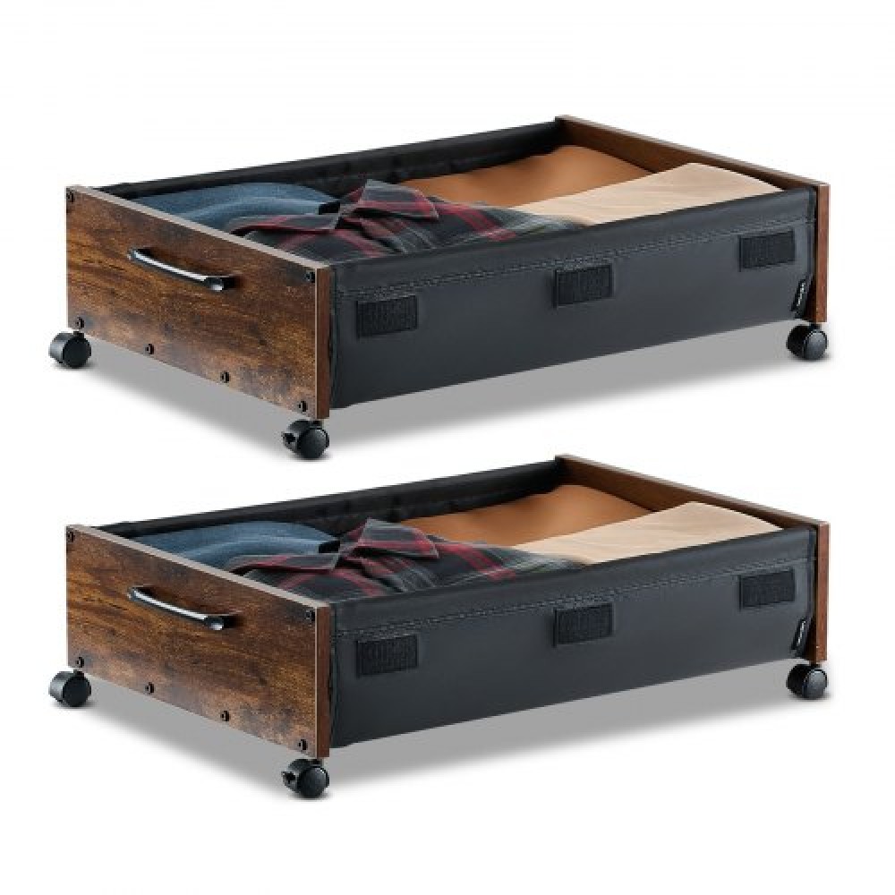 VEVOR Under Bed Storage με ρόδες, 650 x 460 x 180 mm δοχεία κάτω από το κρεβάτι, Organizer για παπούτσια κάτω από το κρεβάτι με ρόδες που κλειδώνουν, Rolling under the bed Αποθηκευτικοί κάδοι για ρούχα, παπούτσια, κουβέρτες, 2 πακέτο