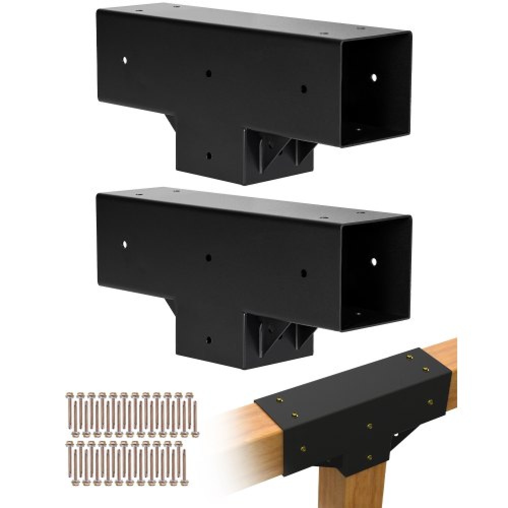 VEVOR 4x4 Inch Pergola Bracket Kit Inner 3.5x3.5 3-Way Woodworks DIY Post 2 pcs