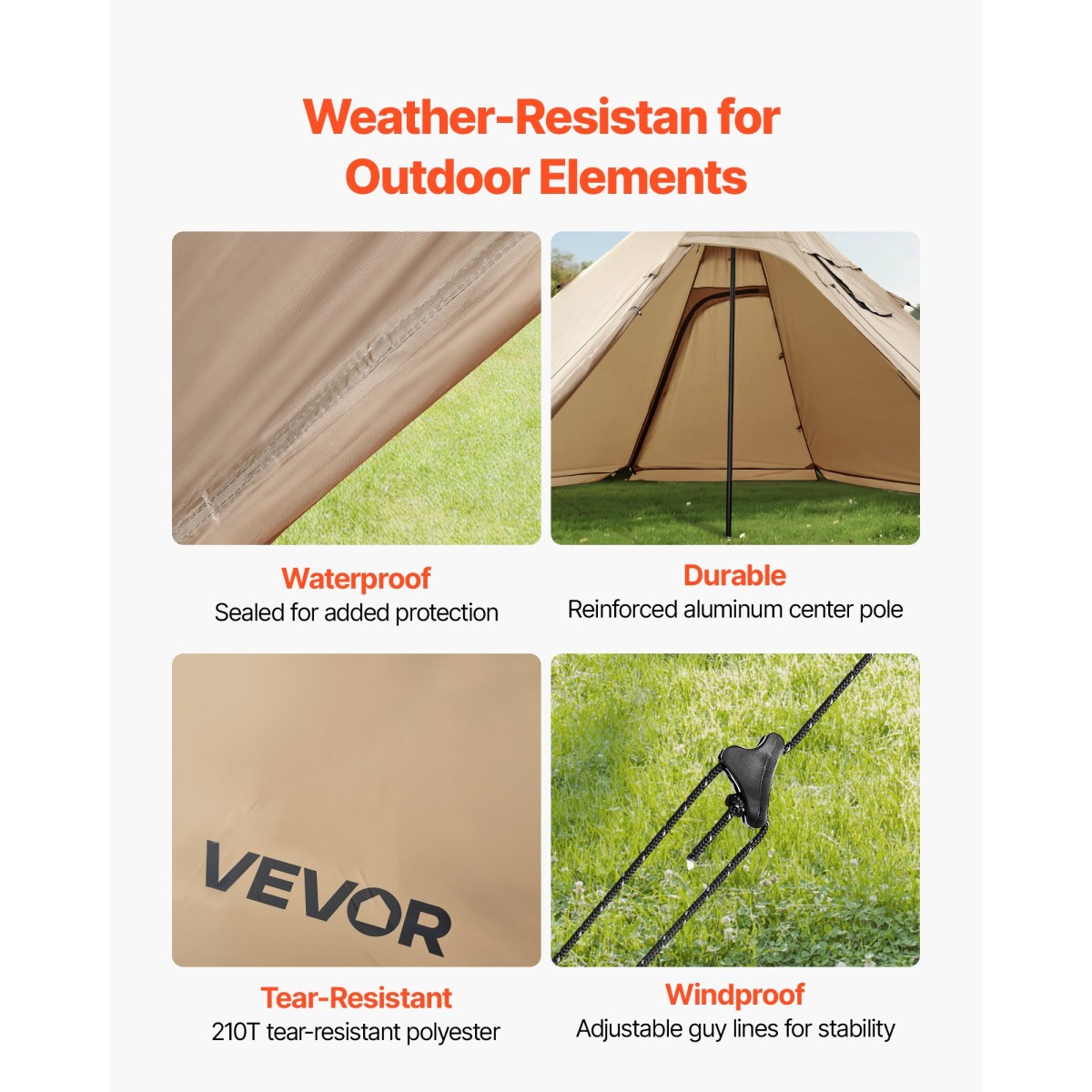 VEVOR Hot Tent για 4 Άτομα, Camping Tipi Hot Tents with Stove Jack & Inner Tent, Φορητές χειμερινές σκηνές κάμπινγκ με Snow Skint, Εύκολη ρύθμιση, Αδιάβροχες σκηνές καταφυγίου 4 εποχών για ψάρεμα backpacking