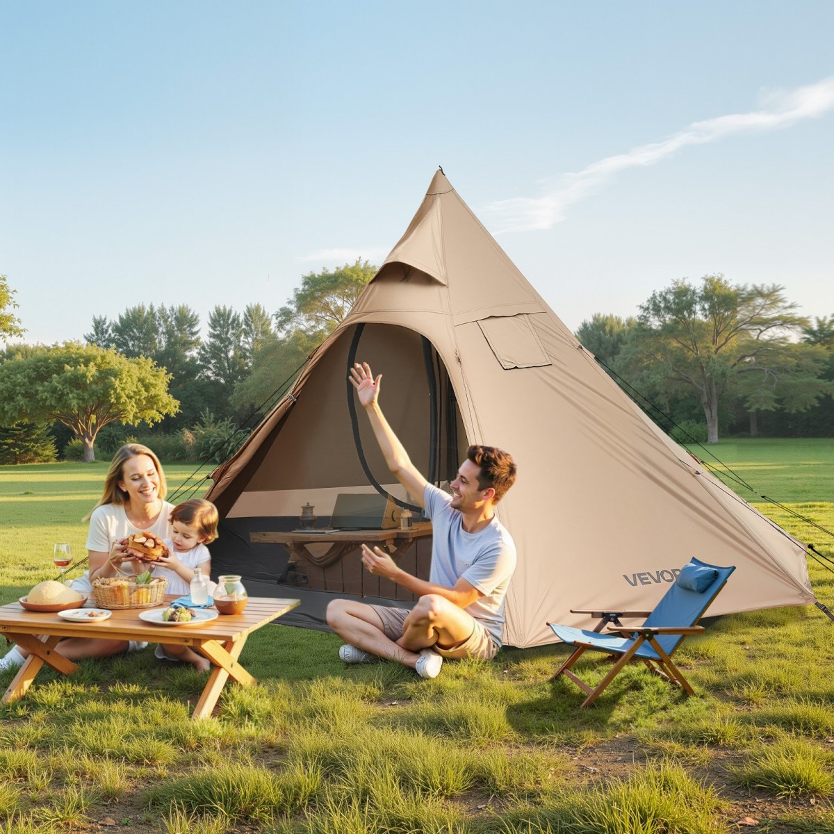 VEVOR Hot Tent για 4 Άτομα, Camping Tipi Hot Tents with Stove Jack & Inner Tent, Φορητές χειμερινές σκηνές κάμπινγκ με Snow Skint, Εύκολη ρύθμιση, Αδιάβροχες σκηνές καταφυγίου 4 εποχών για ψάρεμα backpacking