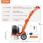 Ρυθμιζόμενο μηχάνημα μύλος δαπέδου VEVOR 10"/25,4 cm Walk-Behind Polisher 3.0HP