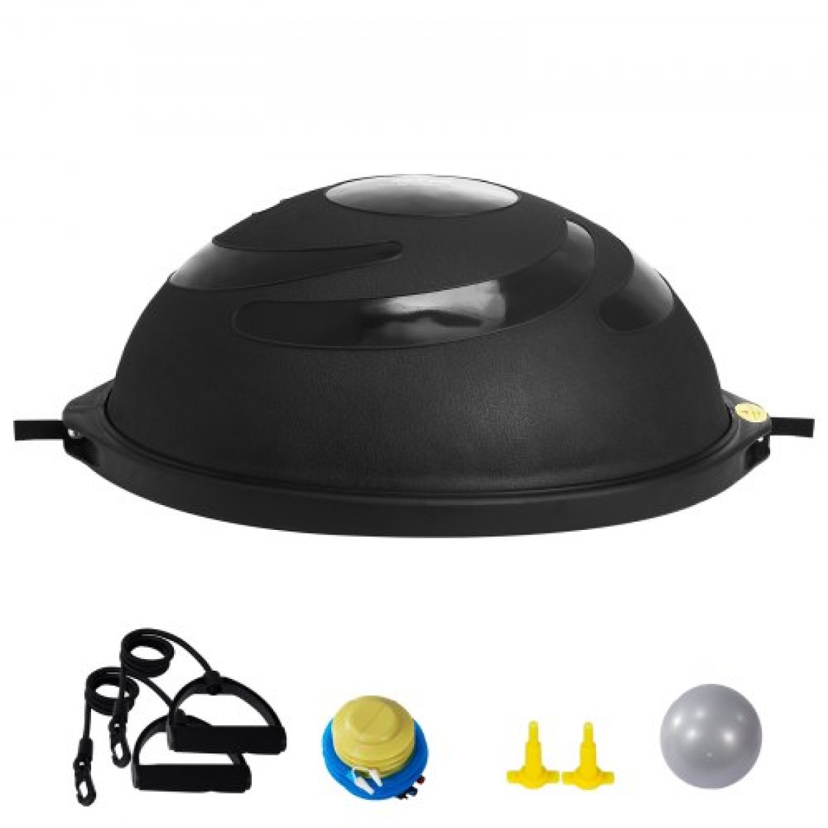 VEVOR Half Exercise Ball Trainer, 26 ιντσών Balance Ball Trainer, 1500lbs Capacity Stability Ball, Yoga Ball with Resistance Bands & Foot Pump, Strength Fitness Ball for Home Gym Workout Full Body Μαύρο