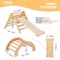 VEVOR Pikler Triangle Set, 5 σε 1 Toddler Climbing Toys Indoor Playground, Montessori Climbing Set με Τρίγωνο, Ράμπα και Αψίδα, Ξύλινο Γυμναστήριο αναρρίχησης μεγάλου μεγέθους για νήπια 1-3 ετών, χρώμα ξύλου