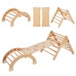 VEVOR Pikler Triangle Set, 5 σε 1 Toddler Climbing Toys Indoor Playground, Montessori Climbing Set με Τρίγωνο, Ράμπα και Αψίδα, Ξύλινο Γυμναστήριο αναρρίχησης μεγάλου μεγέθους για νήπια 1-3 ετών, χρώμα ξύλου
