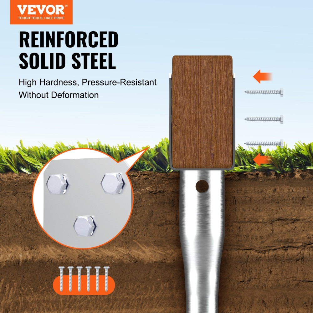 VEVOR No Dig Ground Anchor, 4 Pack 3,94 x 2,76 x 27,56 in/10 x 7 x 70 cm Βίδα DIY σε Post Stake, Περιλαμβάνει 6 Lag Bots & μια ράβδο, βαρέως τύπου ατσάλινη βάση στήριξης, ιδανική για ταχυδρομικές θέσεις και φράχτη
