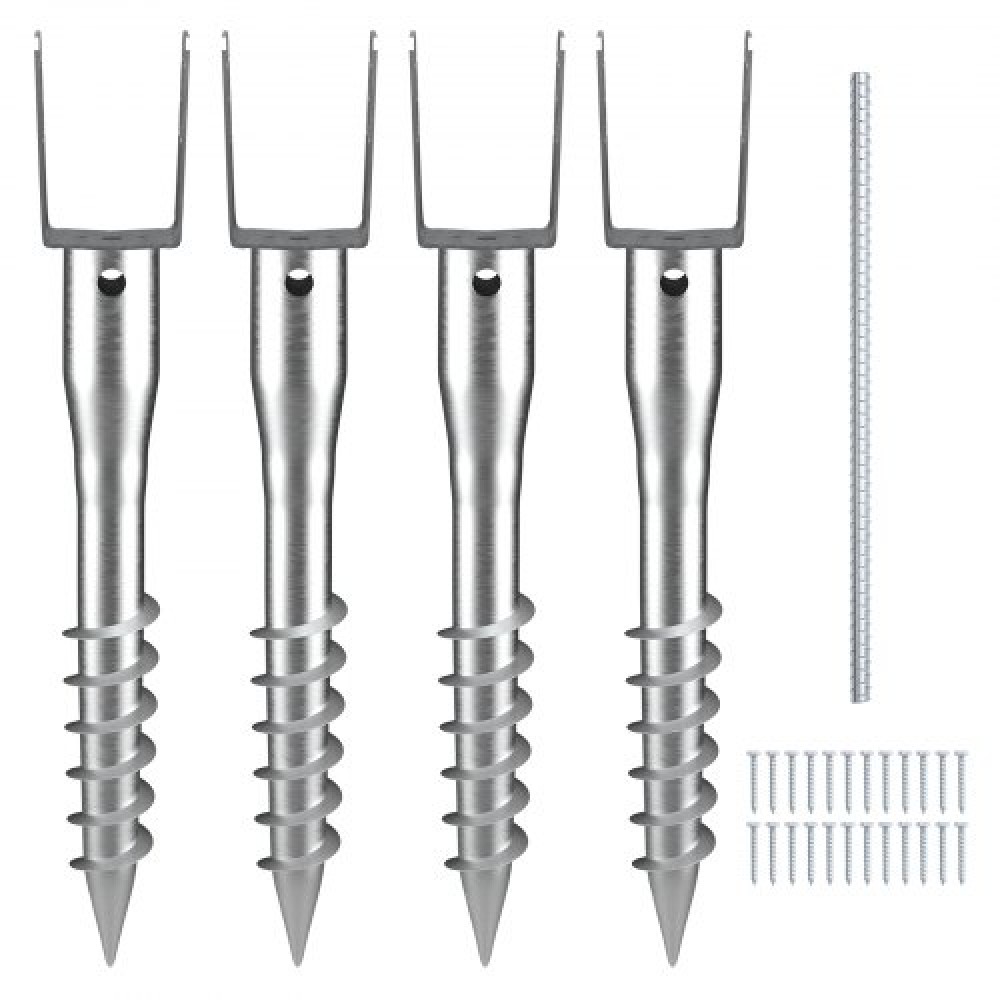 VEVOR No Dig Ground Anchor, 4 Pack 3,94 x 2,76 x 27,56 in/10 x 7 x 70 cm Βίδα DIY σε Post Stake, Περιλαμβάνει 6 Lag Bots & μια ράβδο, βαρέως τύπου ατσάλινη βάση στήριξης, ιδανική για ταχυδρομικές θέσεις και φράχτη