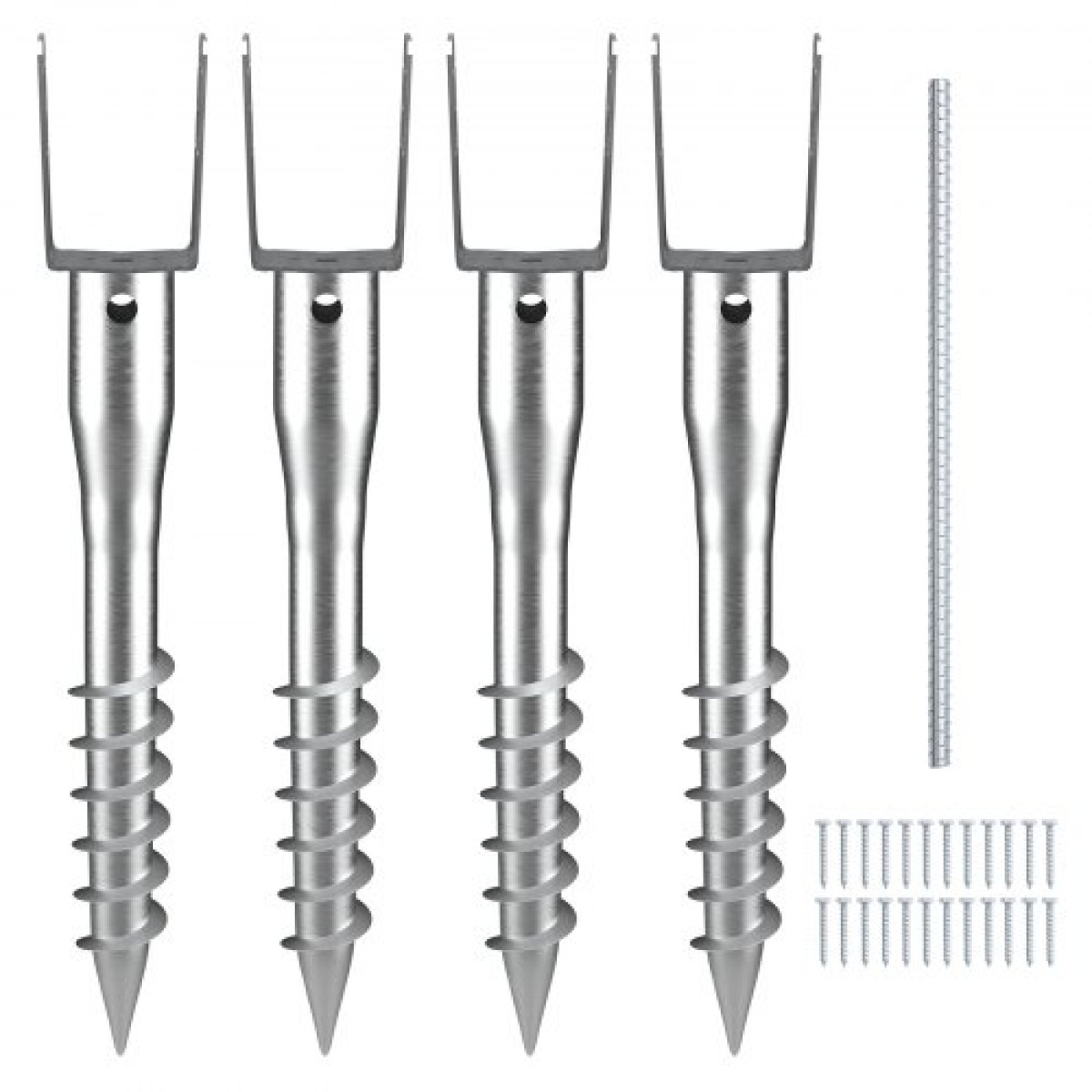 VEVOR No Dig Ground Anchor, 4 Pack 3,94 x 2,76 x 27,56 in/10 x 7 x 70 cm Βίδα DIY σε Post Stake, Περιλαμβάνει 6 Lag Bots & μια ράβδο, βαρέως τύπου ατσάλινη βάση στήριξης, ιδανική για ταχυδρομικές θέσεις και φράχτη